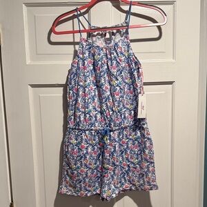 Vineyard Vines Kids Floral Print Romper - Blue and Pink